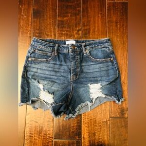 Sofia by Sofia Vergara Blue Distressed Jean Shorts